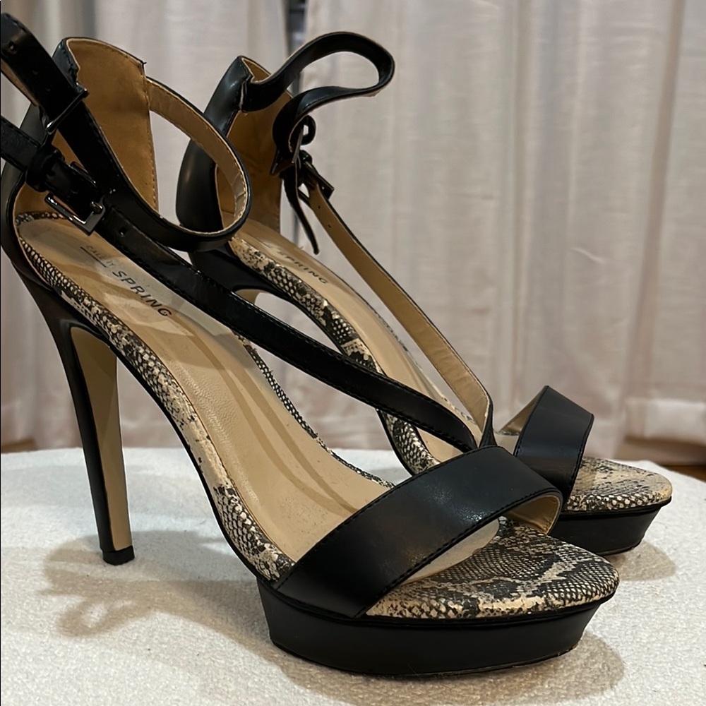 Call It Spring Black Heels with Stiletto Design and Open Toe
